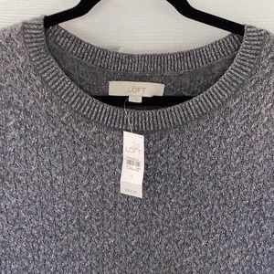 Loft by Ann Taylor NWT soft gray metallic cabled sweater